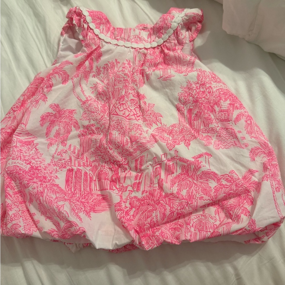 Lilly Pulitzer Pink and White Paloma Baby Bubble Dress